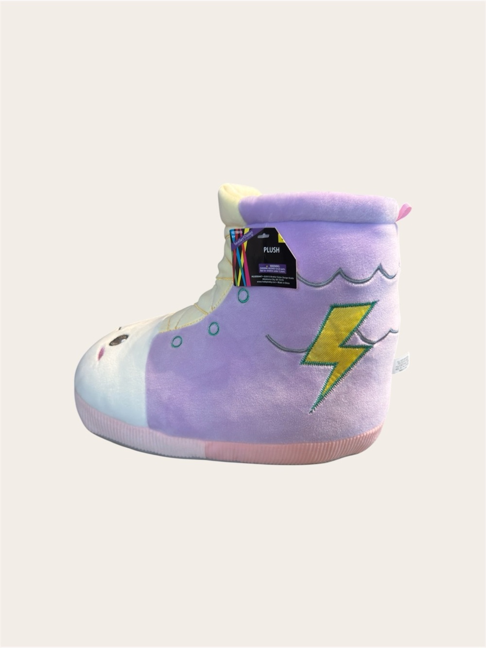 Lavender Plush Boot Slipper Pillow | Lightning Bolt | Soft Novelty Plush NWT